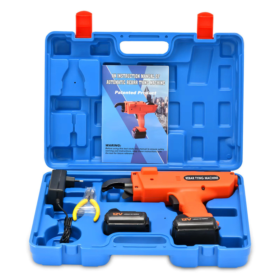 Automatische Bewehrungsbindemaschine mit 5 Spulen, Elektrische Handgehaltene Drahtzange in Orange, 12V 4500mAh Werkzeugset für 8mm-34mm - Bild 3