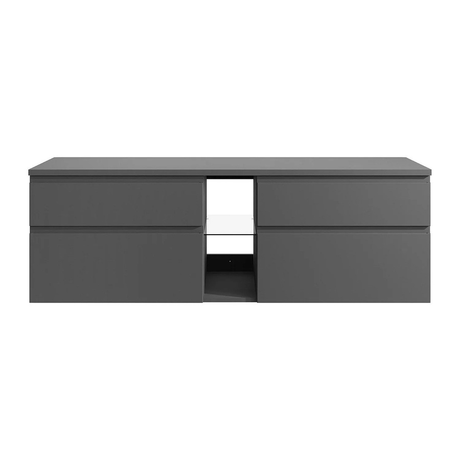 Vente-unique Waschbeckenunterschrank Magdalena Grau modern Wandmontage Breite: 150 cm - Bild 2