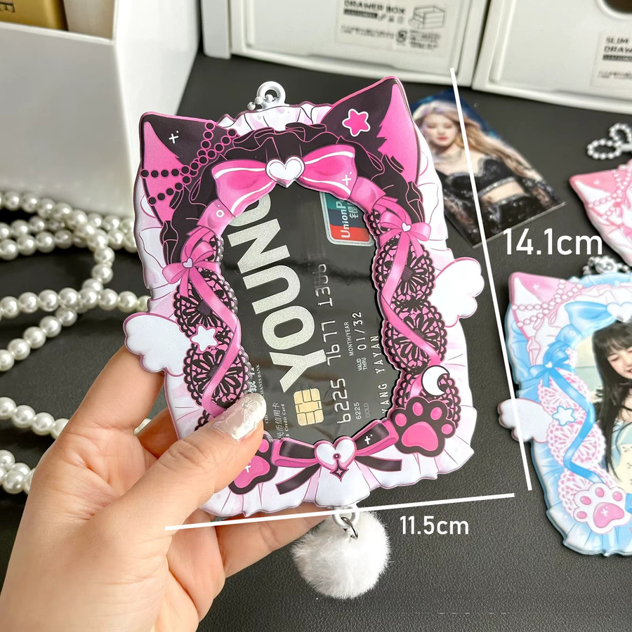 Katzen Fotokartenhalter aus PVC in Schwarz als Kpop Idol Foto Schutzhülle und Anhänger-Displaykartenetui - Bild 3