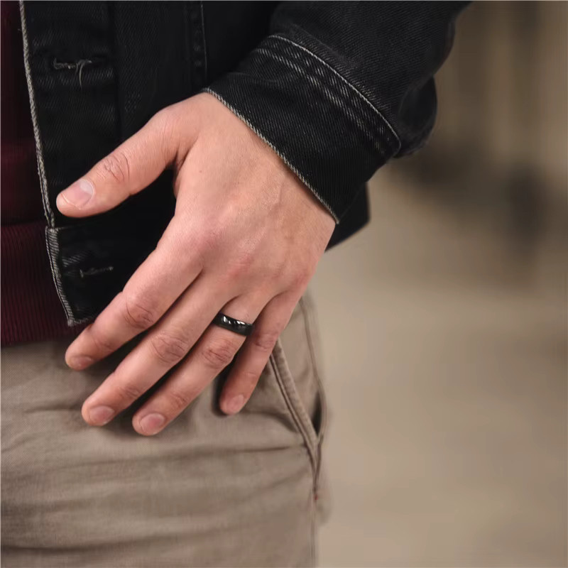 TIGRADE Ring Keramik, gebürstet schwarz, 8mm Breite, Unisex - Bild 5