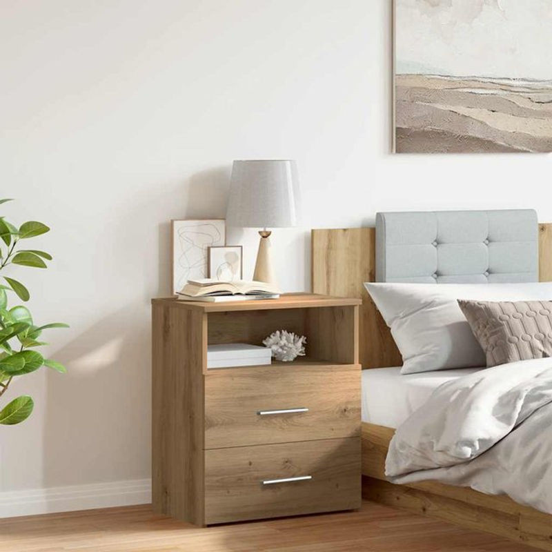 Nachttisch Vidaxl Artisan-Eiche in Braun und Eiche Natur aus Holzwerkstoff, Modern, B/T/H: 50 x 32 x 60 cm - Bild 1