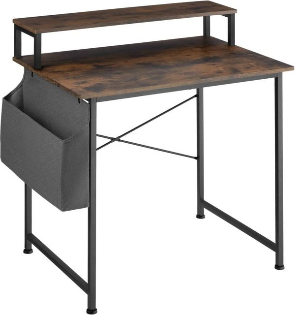 tectake Schreibtisch im Industrial Style aus Holz und Metall, Dunkelbraun, B/T/H: 80 x 55 x 90 cm - Bild 2