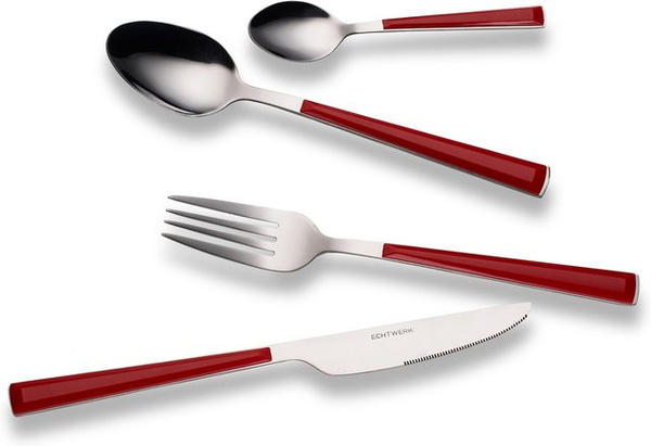 ECHTWERK Besteck Set Basic 16-teilig in Rot mit 4 Gabeln