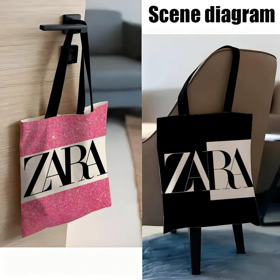 Zara Brand Singer Einkaufstasche aus Canvas in Schwarz B/H/T: 30 x 35 x 30 cm - Bild 3