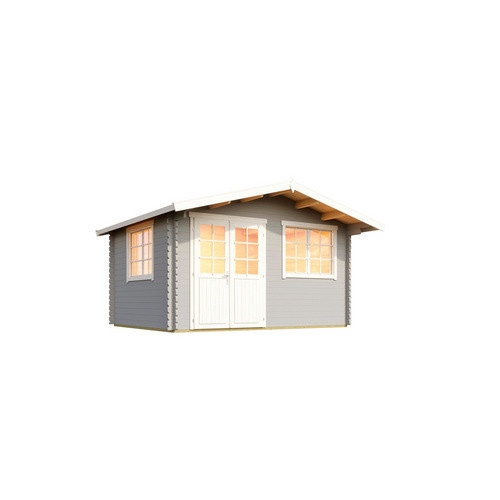 WEKA Gartenhaus 401 Blockhaus in Grau mit einer Breite von 444,6 cm und einer Tiefe von 390 cm sowie einer Wandstärke von 40 mm - Bild 2