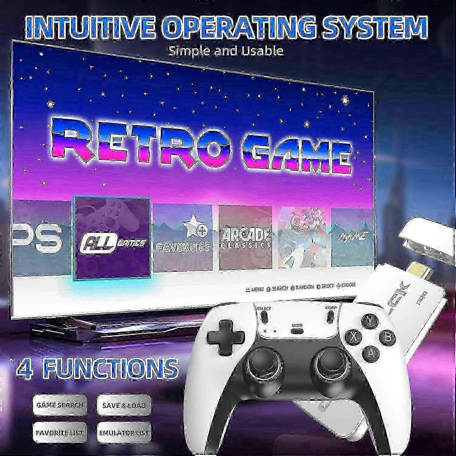VRAUX Retro-Spielekonsole mit 40.000 Spielen, 4K UHD HDMI Ausgang und 64GB Gaming-Stick inklusive kabellosem 2,4G-Controller - Bild 2