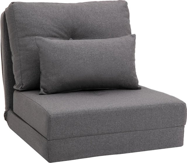 HOMCOM 2-in-1 Bodensessel mit verstellbarer Rückenlehne aus Leinen in Grau, B/T/H: 80 x 60 x 56 cm - Bild 1