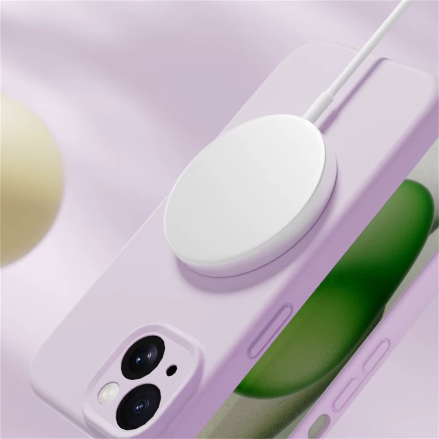Flüssigsilikon-Magnethülle für iPhone 16 Pro Max 15 Pro 14 Pro Max 13 12 11 in Weiß mit kabellosem Laden und Stoßschutz - Bild 1