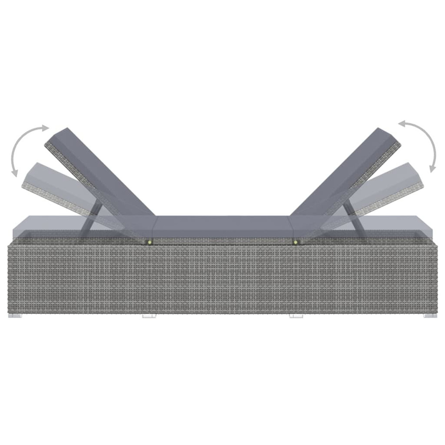 vidaXL Sonnenliege aus Poly Rattan mit Auflage und Teetisch in Grau - Bild 3