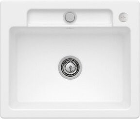 Villeroy & Boch Spüle Siluet 60 S Flat bündig aus Keramik in Stone White mit Ablagegarnitur und Exzenter - Bild 1