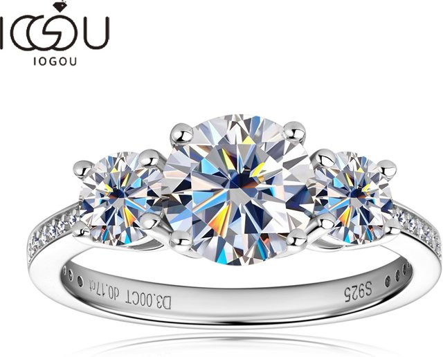 IOGOU Verlobungsring, 925 Silber, Moissanit, Damen - Bild 1