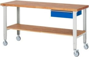 Rau Fahrbare Werkbank höhenverstellbar 7001A7, grau/mehrfarbig, B: 200 cm, T: 70 cm, H: 95-100 cm - Bild 1