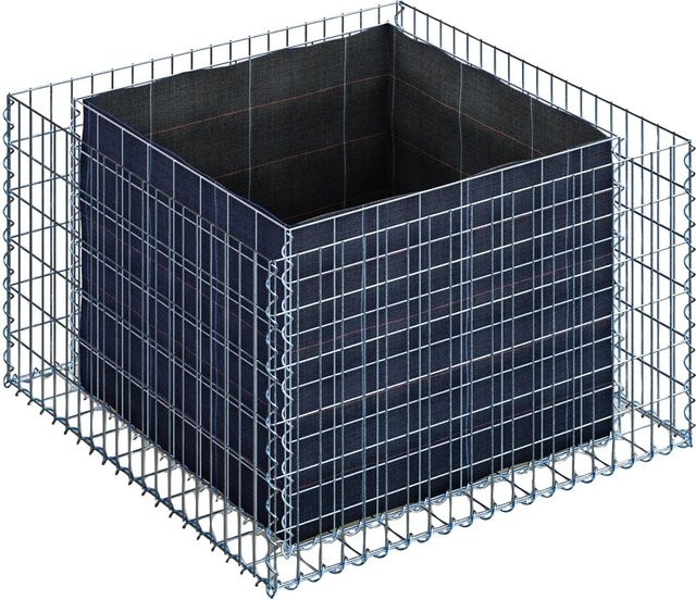 Gabiona Eckiges Gabionen-Hochbeet aus silberfarbenem Stahl, B/T/H: 60 x 100 x 100 cm - Bild 1
