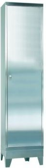 Reinsch Edelstahlschrank silber matt, 1-türig mit Schloss und Regalböden, B: 50 cm, T: 40 cm, H: 200 cm - Bild 1