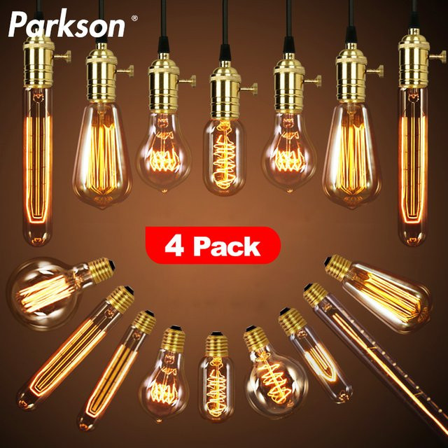 4er Set PARKSON Retro Edison Glühbirnen E27 Filament Leuchtmittel, Transparent, Warmweiß, 40 W, 220 V - Bild 1