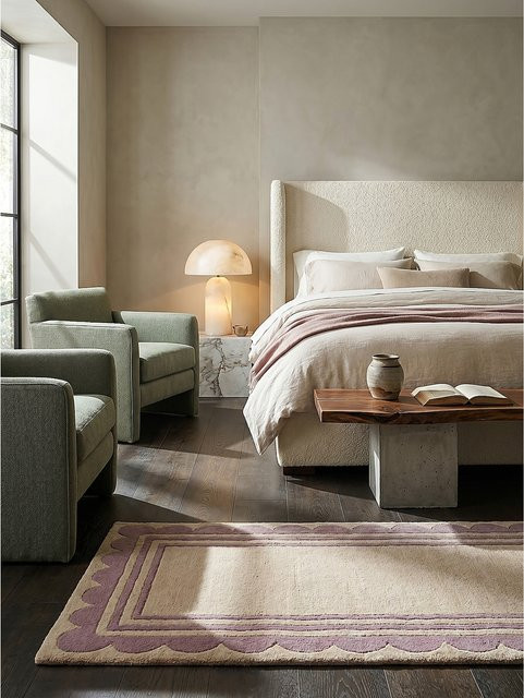 Wollläufer Kadima Design von WENSUM in Lila-Beige mit Wellenbordüre, Breite: 80 cm, Länge: 230 cm - Bild 1