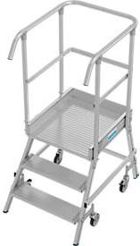 Fahrbare Podestleiter Krause Stabilo Professional aus Aluminium, einseitig begehbar, Farbe Silber, Plattform B: 60 cm, T: 70 cm, Arbeitshöhe: 275 cm - Bild 1