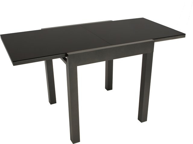 DEGAMO Balkon-Ausziehtisch ELBA aus Aluminium in Anthrazit mit schwarzer Glasplatte, B/T/H: 70 x 70 x 70 cm bis 140 x 70 x 70 cm - Bild 1