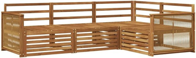 vidaXL Outdoor-Sofagarnitur aus Massivholz Akazie in Natur Braun, L-Form mit 4 Teilen im Latten-Design - Bild 1