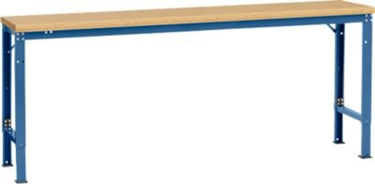 Manuflex Arbeits-Grundtisch UNIVERSAL Spezial mit Multiplexplatte, Brillantblau, B/T/H: 200 x 80 x 72,2-102,2 cm - Bild 2
