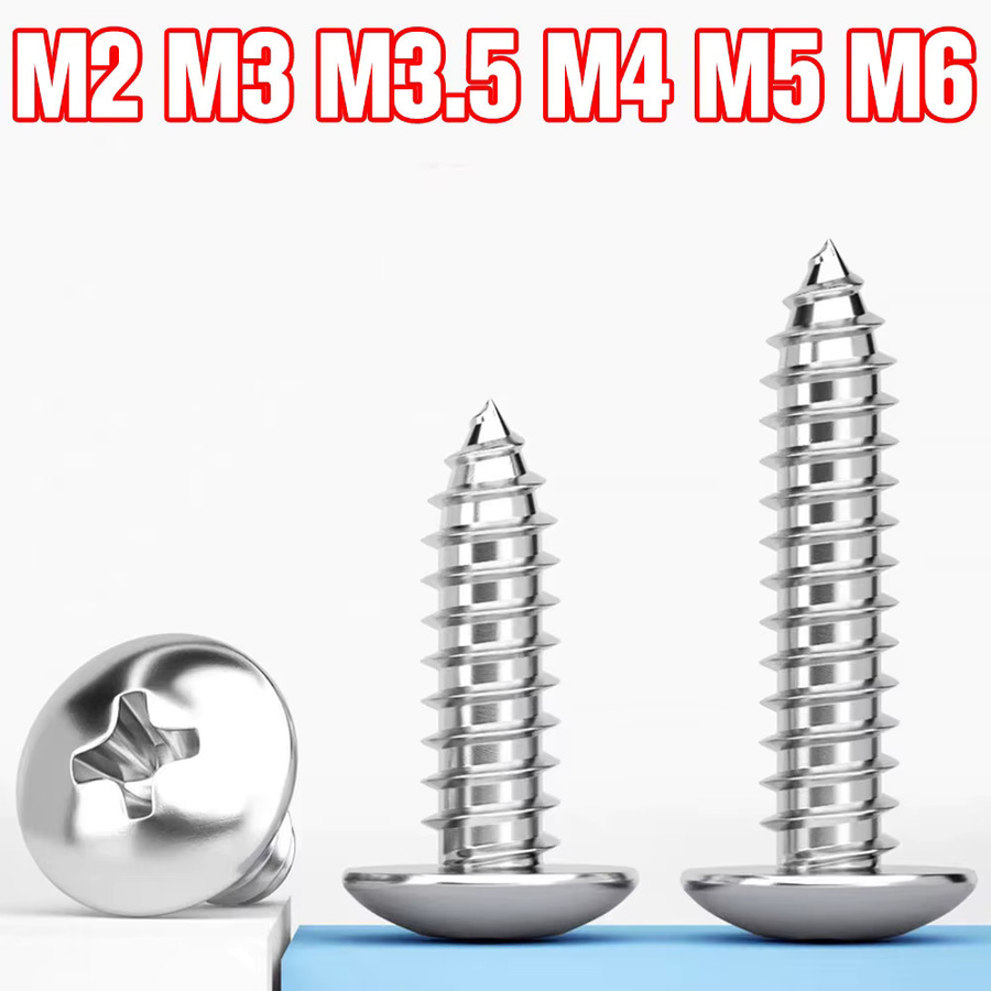 EDGAR GARY Phillips-Flachkopfschrauben aus 304 Edelstahl in Silber, Kreuzschlitz-Pilzkopf-Blechschrauben in den Größen M2 bis M6 - Bild 3