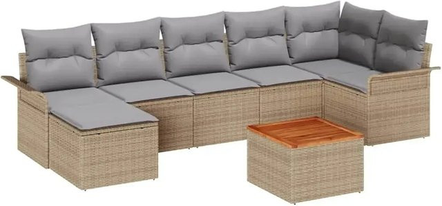 vidaXL Garten-Sofa-Set 8-teilig aus Polyrattan in Beige mit Sitzkissen und Stauraumfunktion - Bild 1