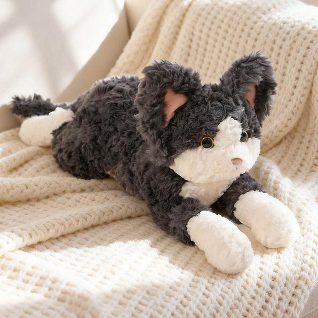 Yiran toy Devon Rex Katze, Plüschtier, Grau, 52cm - Bild 1