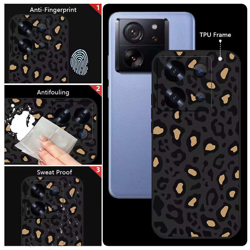 Xiaomi Handyhülle mit Leopardenmuster und Trageband in Lila für Poco F6 X6 X5 11T 13T Pro Redmi Note 14 13 12 15 Pro Plus 5G - Bild 1