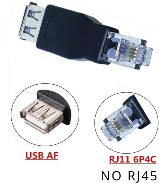BSN USB 2.4A auf RJ11 4-Pin 6P4C Adapter in Schwarz - Bild 1