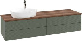 V&B Waschtischunterschrank Antao mit Frontstruktur und LED-Beleuchtung, Wandmontage, Farbe: Grau/Weiss, Breite: 160 cm, Tiefe: 50 cm - Bild 1