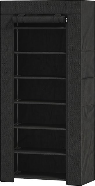 HOMCOM Schuhregal mit 7 Ebenen in Schwarz, schmales Stahlregal mit Vliesstoffhülle und 2 Seitentaschen für 14-21 Paar Schuhe, B/T/H: 60 x 30 x 126 cm - Bild 1