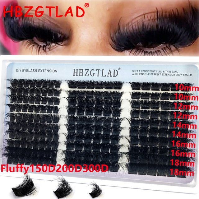 HBZGTLAD Wimpern-Cluster mit Spikes, Black, Unisex - Bild 1