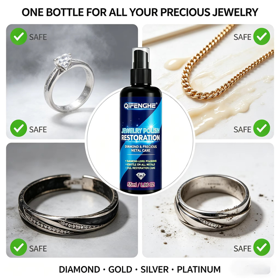 QIFENGHE Schmuck-Restaurierungsspray in Schwarz für Diamanten, Gold, Silber und Platin – Sanfter, nicht-abrasiver Reiniger für sofortigen Glanz - Bild 5