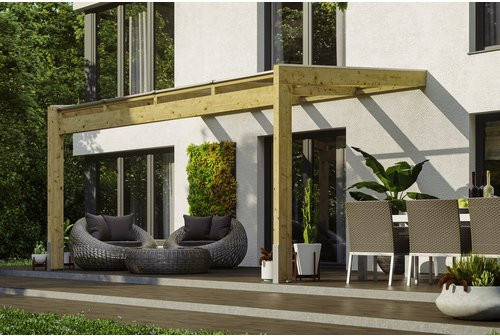 SKANHOLZ Terrassenüberdachung Novara aus Polycarbonat in Natur-Braun, Breite: 450 cm - Bild 1