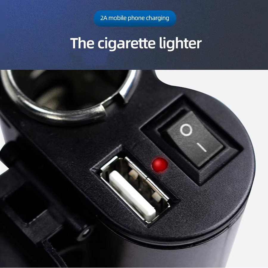 Wasserdichtes Motorrad USB Ladegerät mit Schalter für Zigarettenanzünder Buchse, Power Adapter in Schwarz mit USB-A und USB-C für Telefon und Navigation - Bild 4