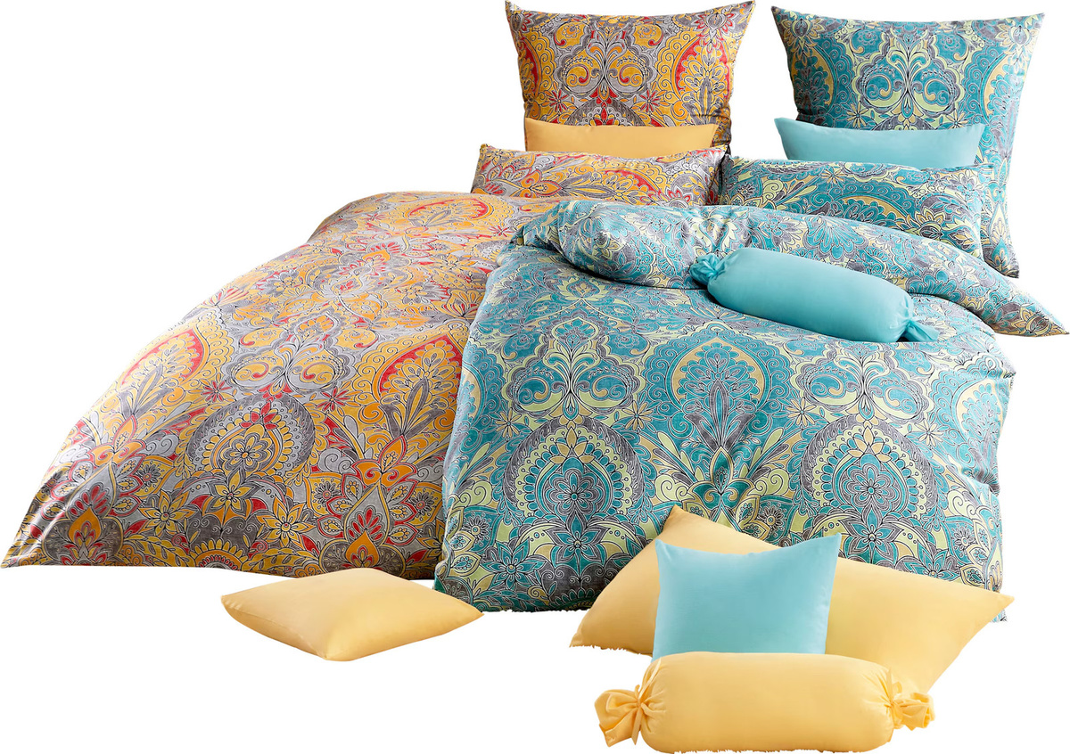 Bierbaum Bettwäsche Boho Floral aus Baumwolle in Türkis und Blau - Bild 2