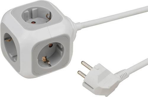 Brennenstuhl ALEA-Power Steckdosenwürfel mit 4 Steckdosen, Grau/Weiß, 1,4 m Kabel - Bild 1