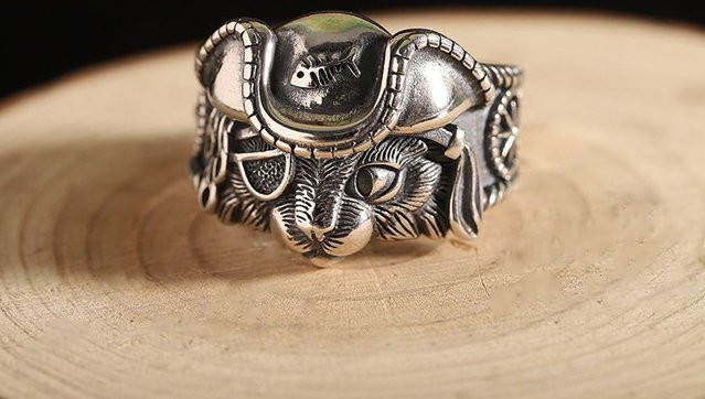 LENNIK Ring Piraten Katze, Silber, Unisex - Bild 1