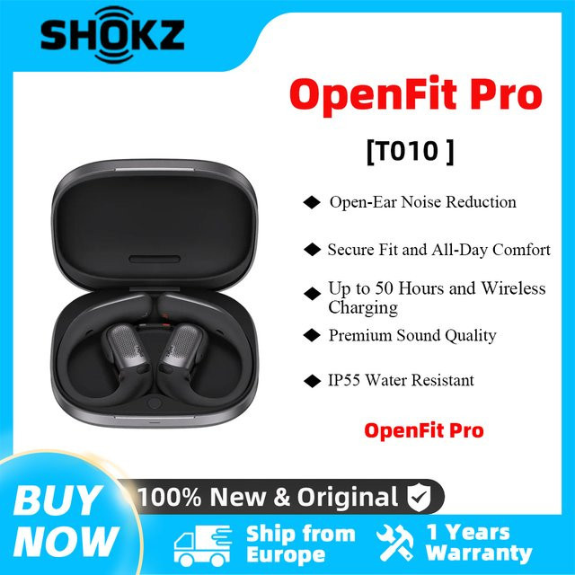 Shokz OpenFit Pro T010 Kabellose Bluetooth 5.3 Ohrhörer mit Geräuschunterdrückung und IP55 Wasserdichtigkeit für Sport - Bild 1