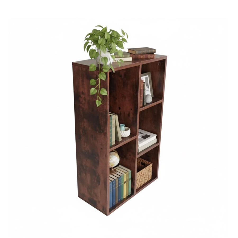 Relaxdays Bücherregal Vintage in Braun mit 5 Fächern aus MDF, B/H/T: 80 x 50 x 24 cm - Bild 2