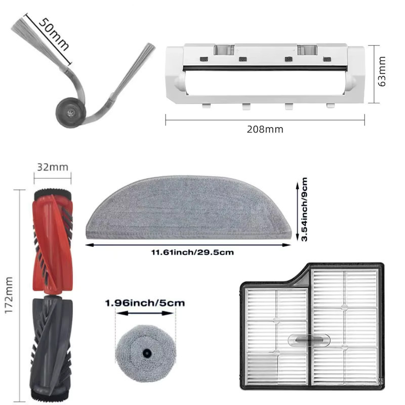 Roborock Ersatzteil-Set mit Hauptbürste, Seitenbürsten und Wischtüchern für Saros 10, G30, S9 Maxv Ultra, S90ver und A1460RR - Bild 1