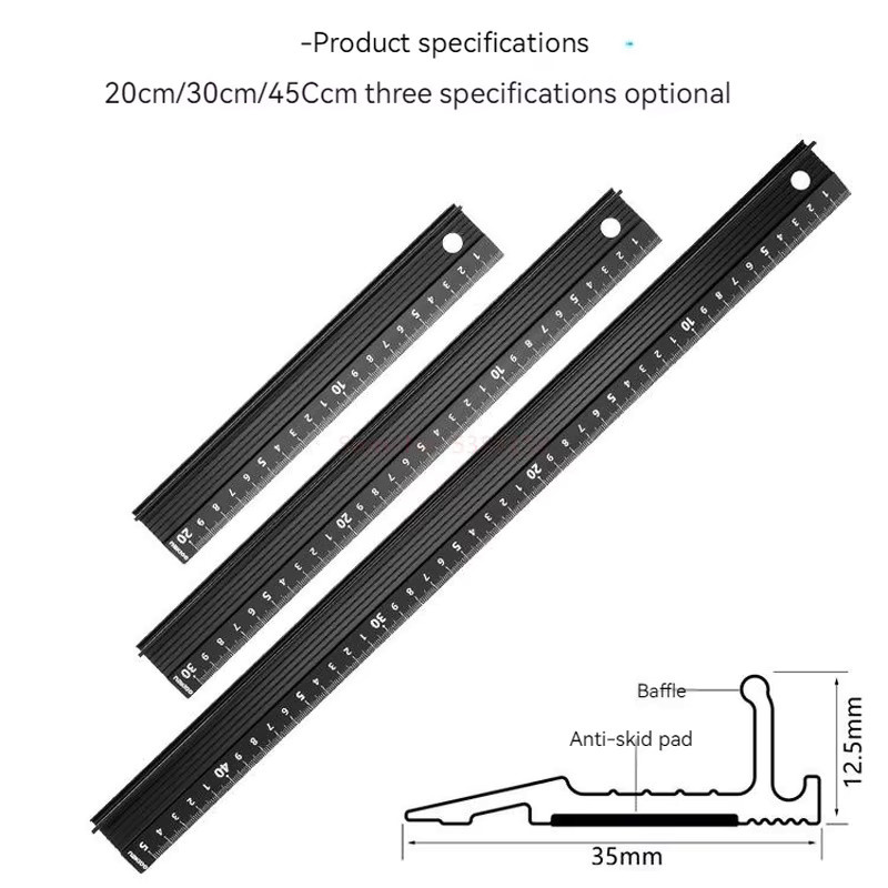 Präzises Lederhandwerk Anti-Schnitt-Lineal in Schwarz mit Schutzfunktion für sicheres Schneiden, B/T/H: 45 x 30 x 20 cm - Bild 6