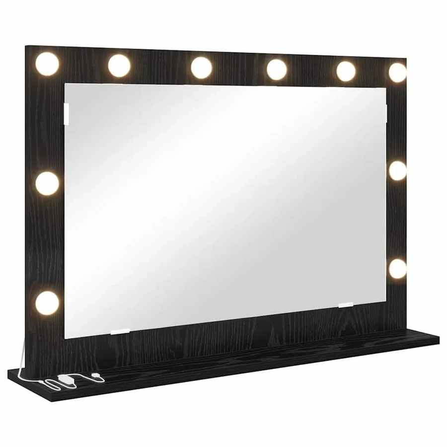 vidaXL LED Waschtischspiegel in Schwarz mit Eichen-Optik, B/H/T: 80 x 15 x 18 cm - Bild 2