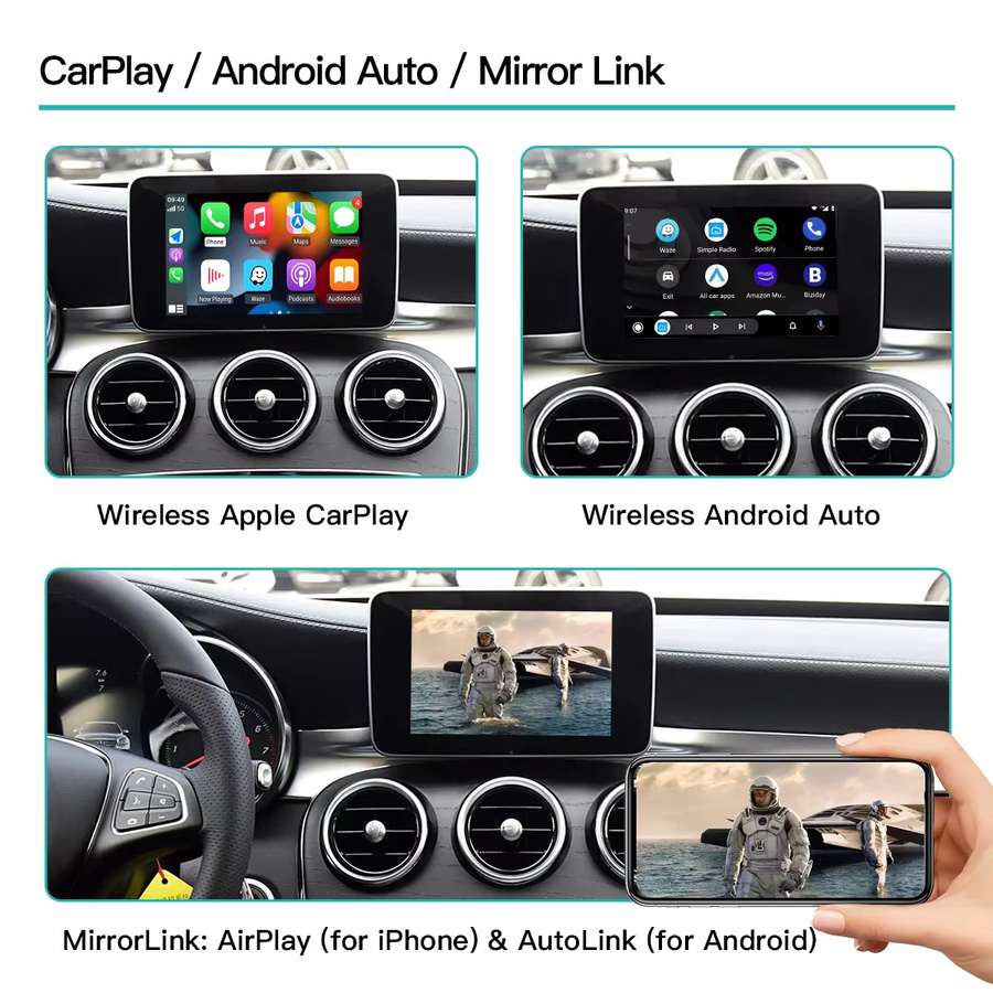 AUTOABC Kabelloser CarPlay und Android Auto Adapter mit Mirror Link für Mercedes Benz NTG 5.0 GLC CLA GLA GLE A B C E Klasse - Bild 2