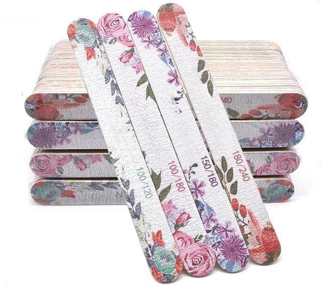 JEARLYU Holzfeilen Blumen-Design, 50 Stück, Nagelkunstfeilen - Bild 1