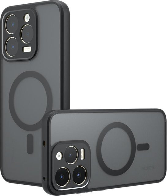 Magnetische Acrylhülle für Realme 1T und Realme 1 Pro, Stoßfeste Mattierte PC+TPU Bumper Hülle mit kabellosem Laden, Schwarz - Bild 1