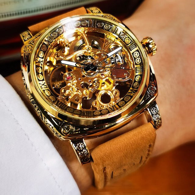 Forsining Armbanduhr Automatik, Leder, Gold, Herren - Bild 1