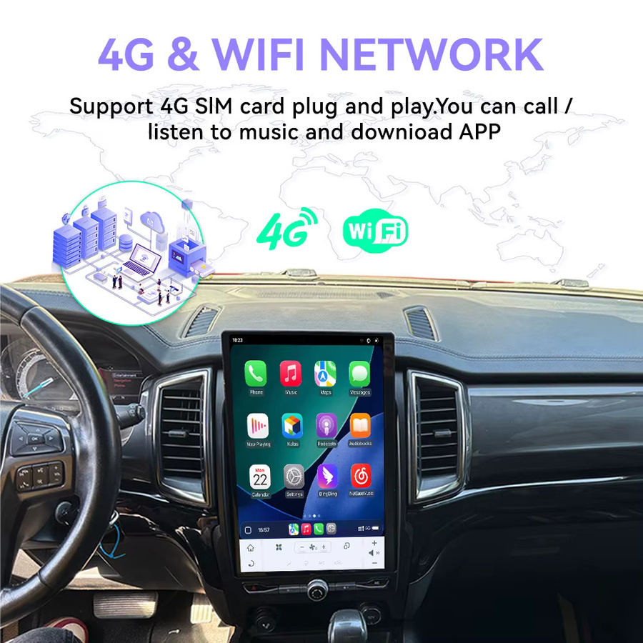 MOOKAKA Android 15.0 Autoradio mit 14,5 Zoll Tesla-Bildschirm für Ford Ranger Everest 2016 - 2021, GPS-Navigation und Multimedia-Player, Schwarz - Bild 6