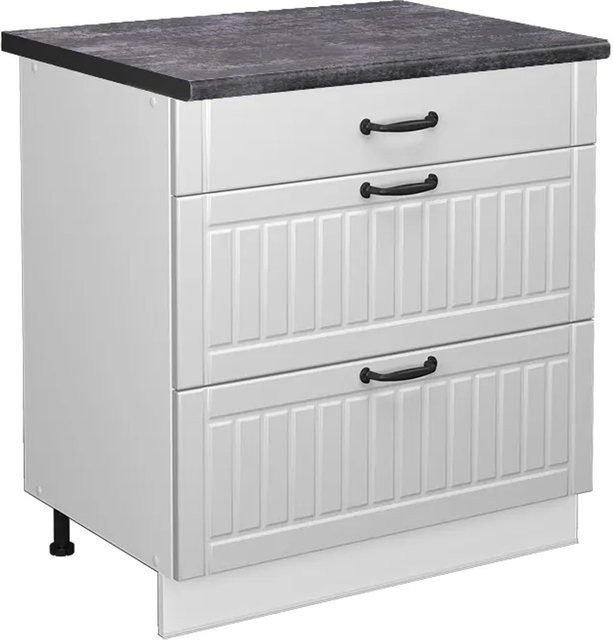 Vicco Küchenunterschrank Fame-Line in Weiß mit 3 Schubladen im Landhausstil, B/T/H: 80 x 60 x 82 cm - Bild 1