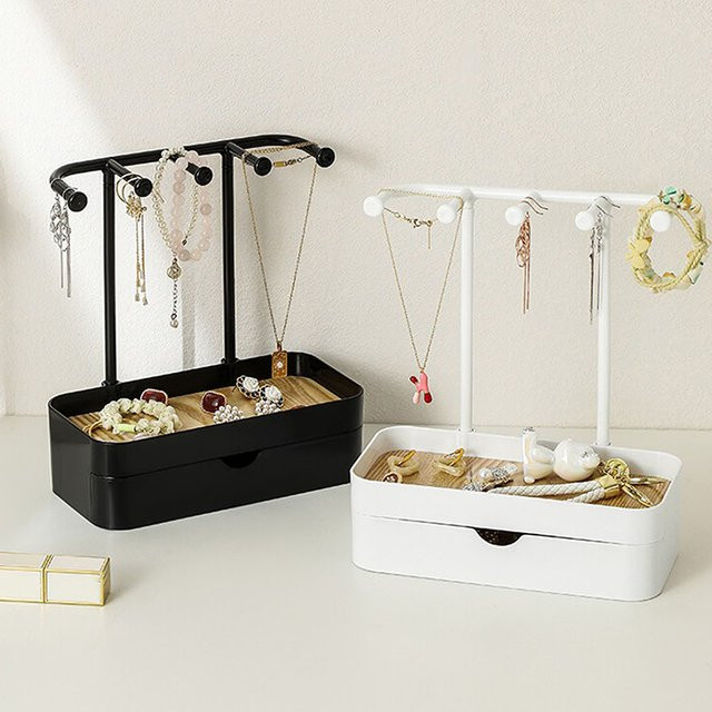 Schmuck Organizer Display Stand Rack mit Holz Tablett, Unisex - Bild 1